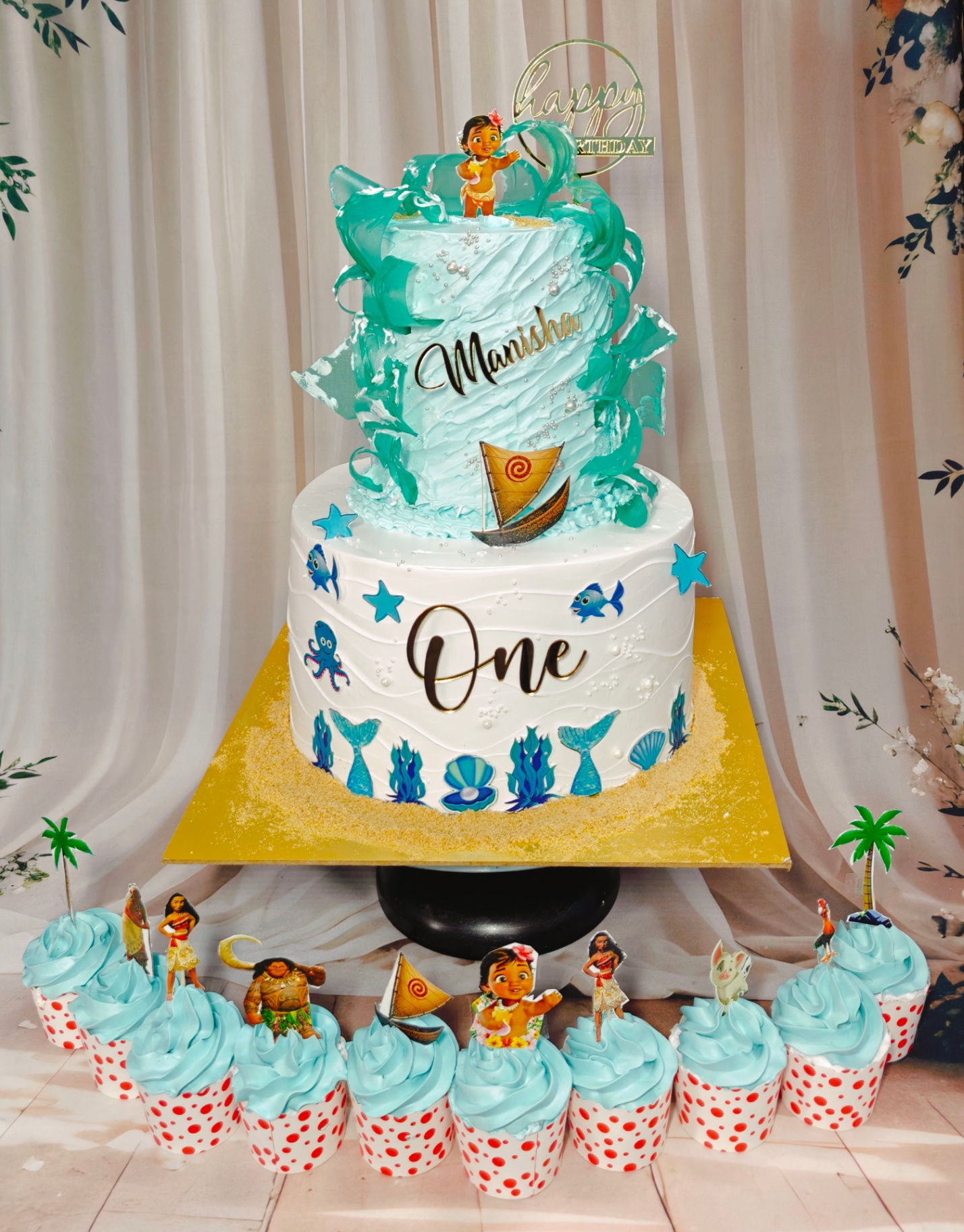 Moana Ocean Theme First Birthday Cake