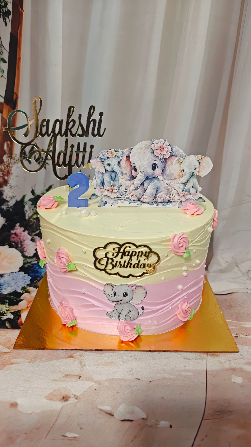 Baby Elephant Pink Cream Budget Cake