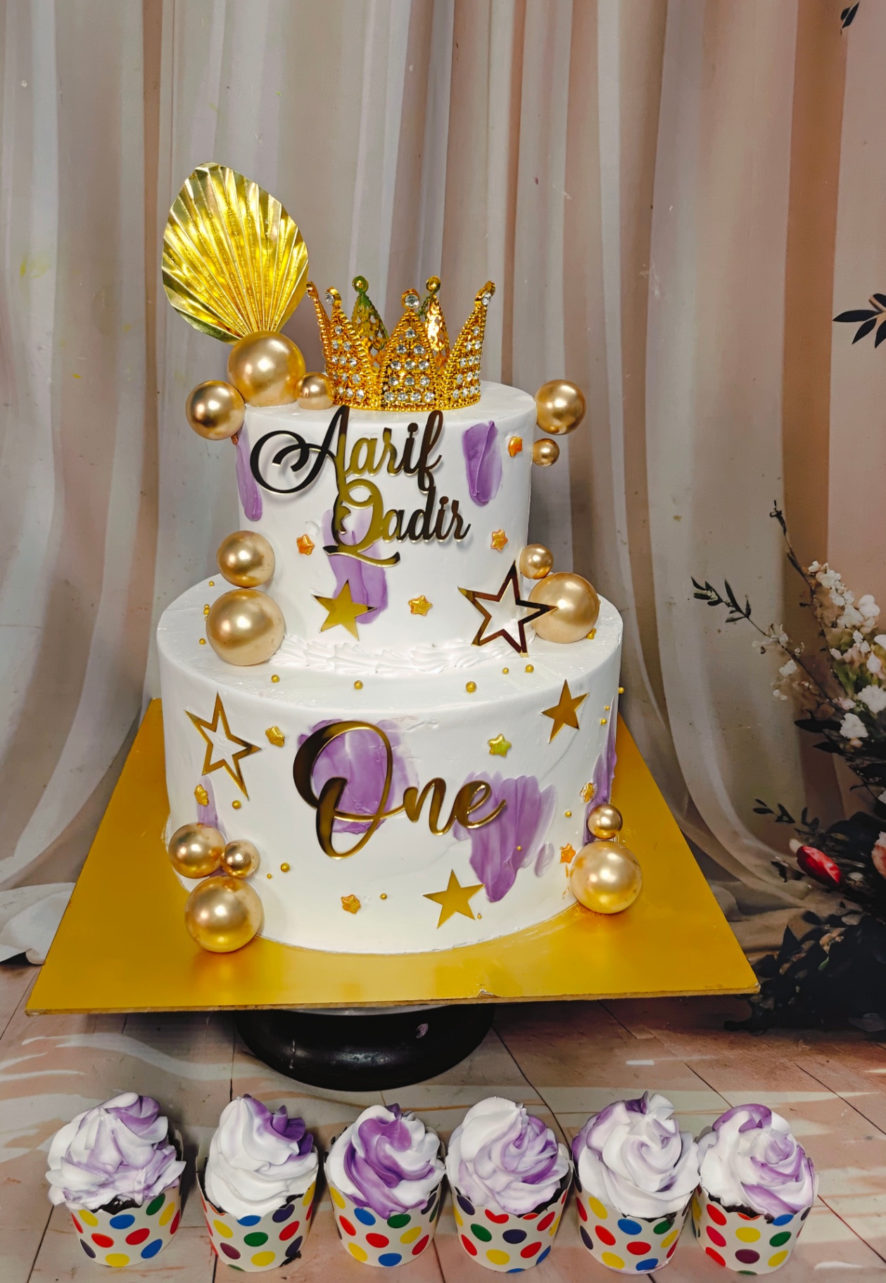Royal Crown Purple & Gold Theme Cake