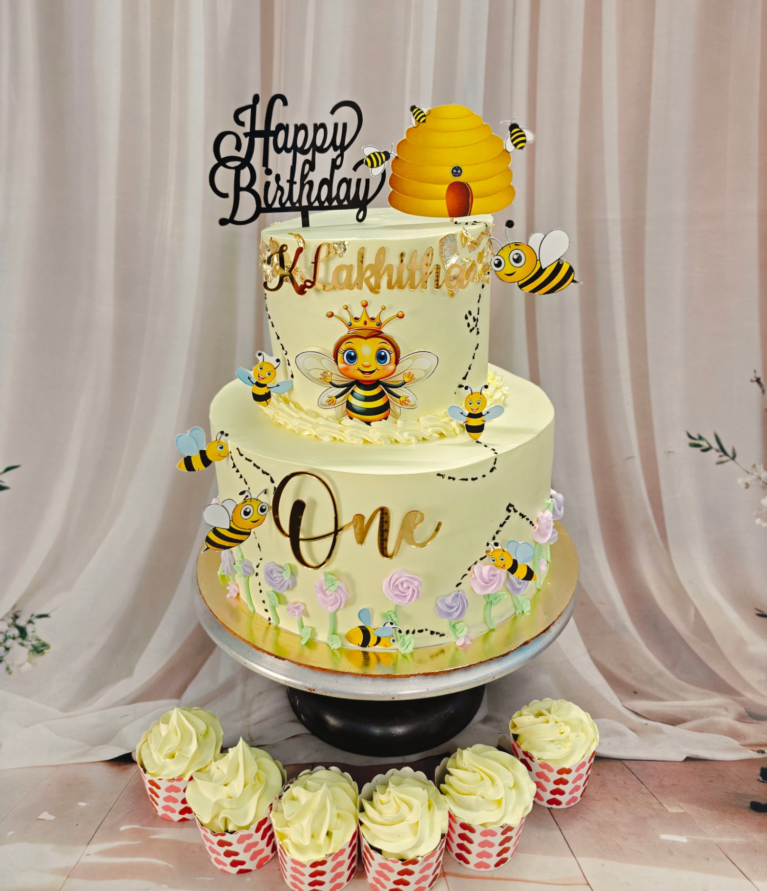 Bumble Bee First Birthday Cake