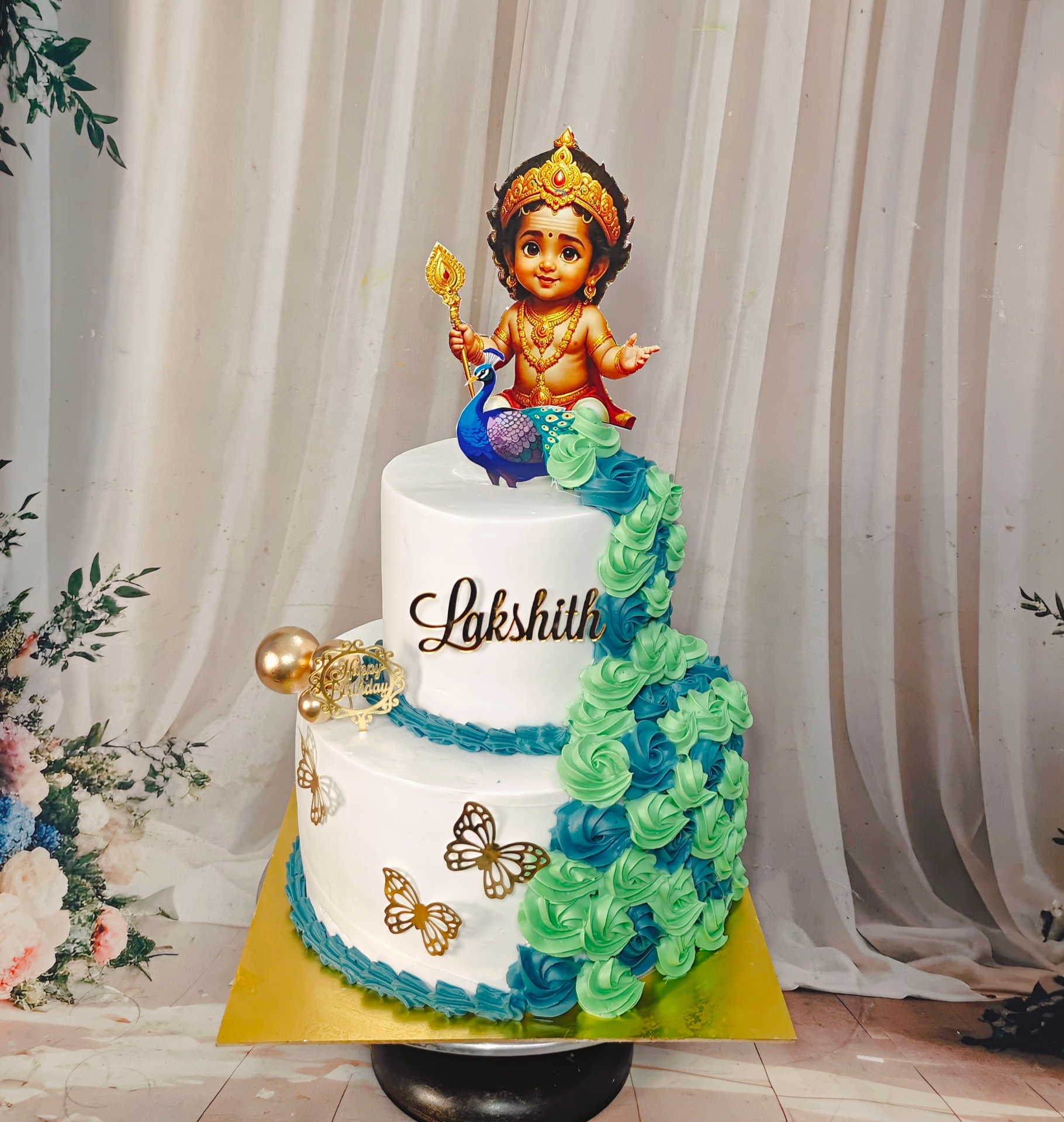 Lord Murugan Peacock Birthday Cake