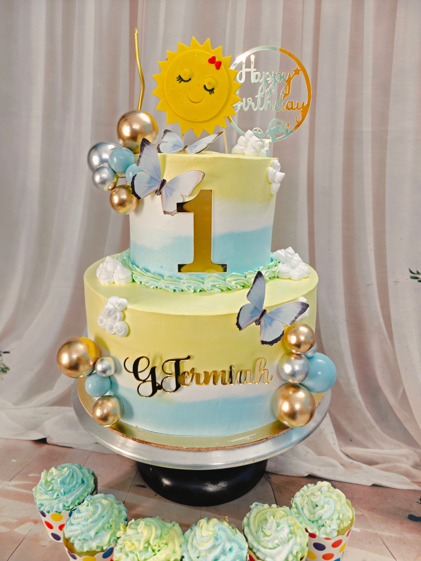 Sunshine & Butterfly Birthday Cake