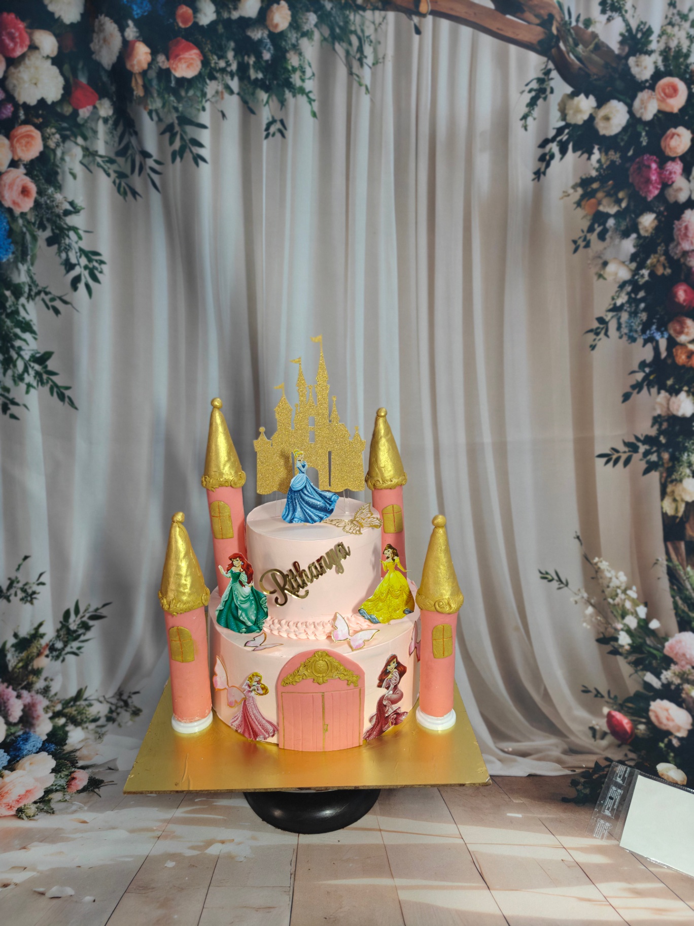 Pink Princess Castle Birthday Cake