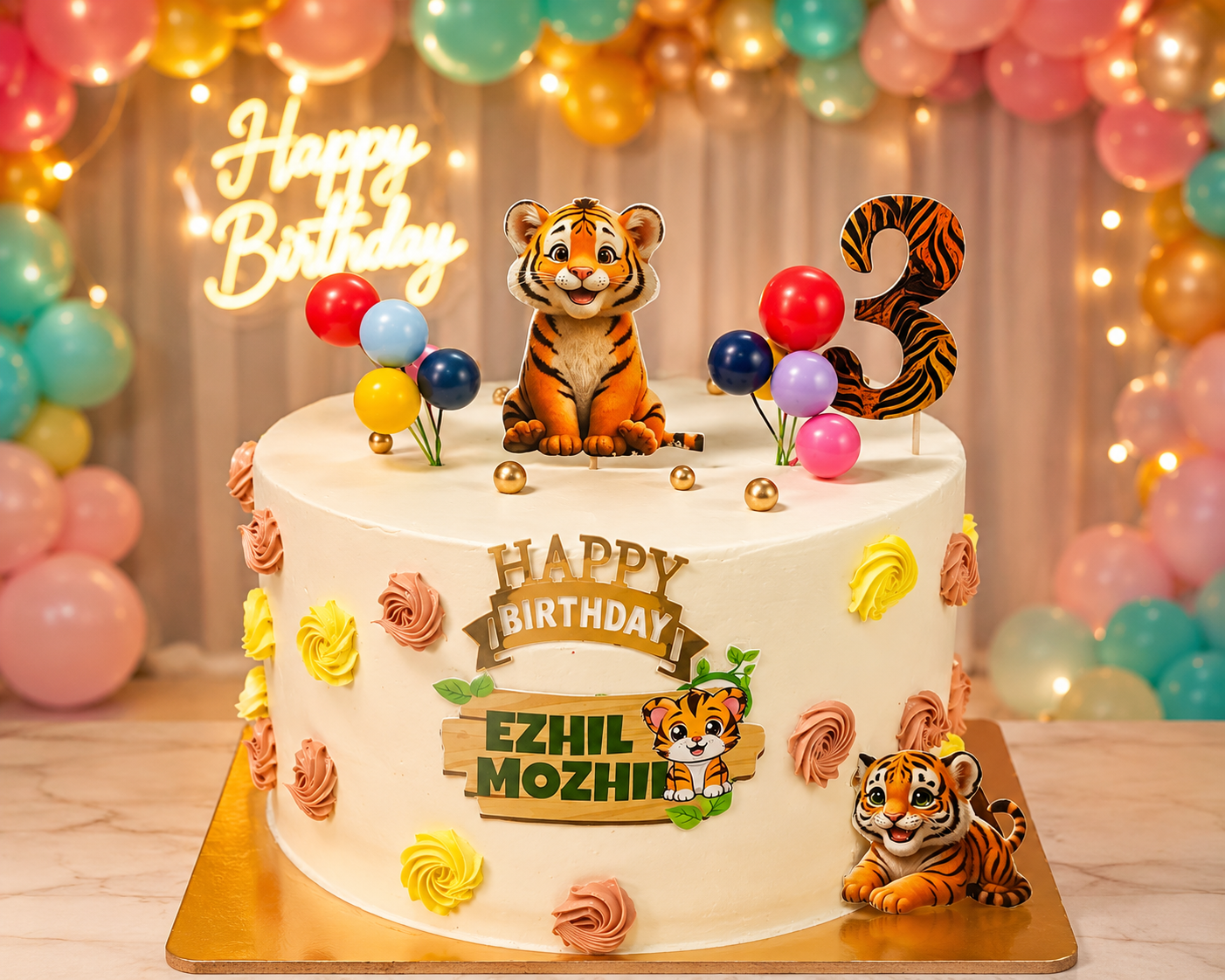 Tiger themed birthday cake