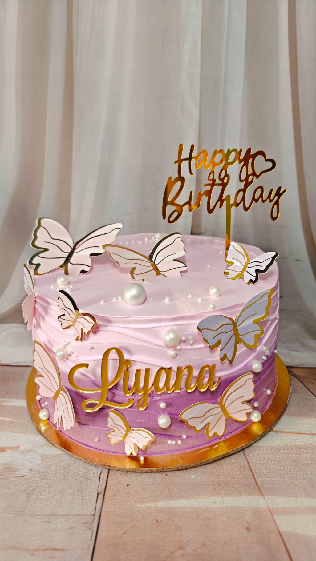 Pink Butterfly Pearl Budget Cake