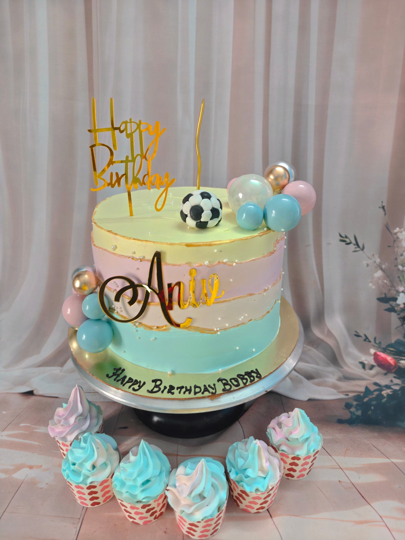 Anish Pastel Ombre Balloons Budget Cake
