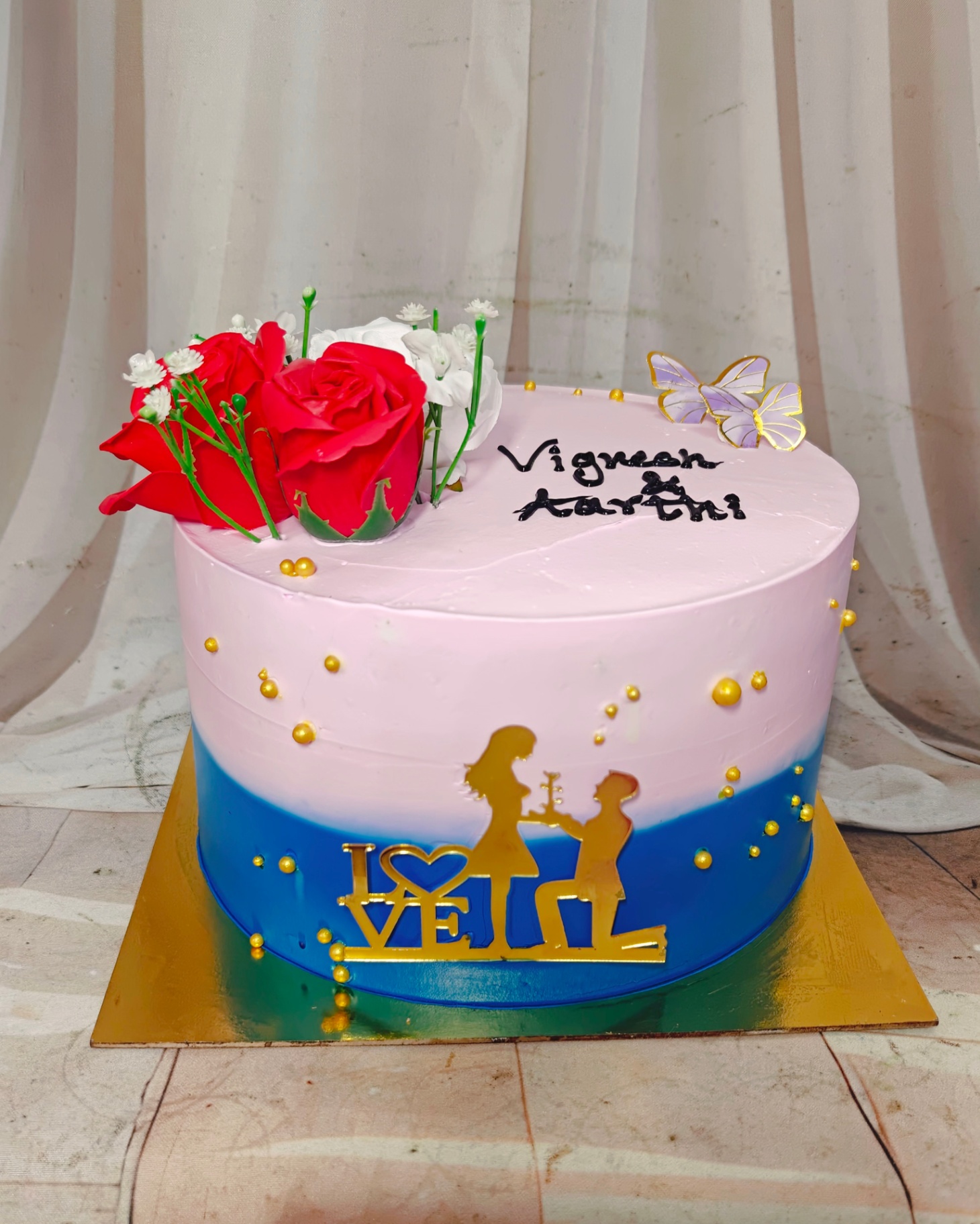 Love Proposal Pink Blue Budget Cake