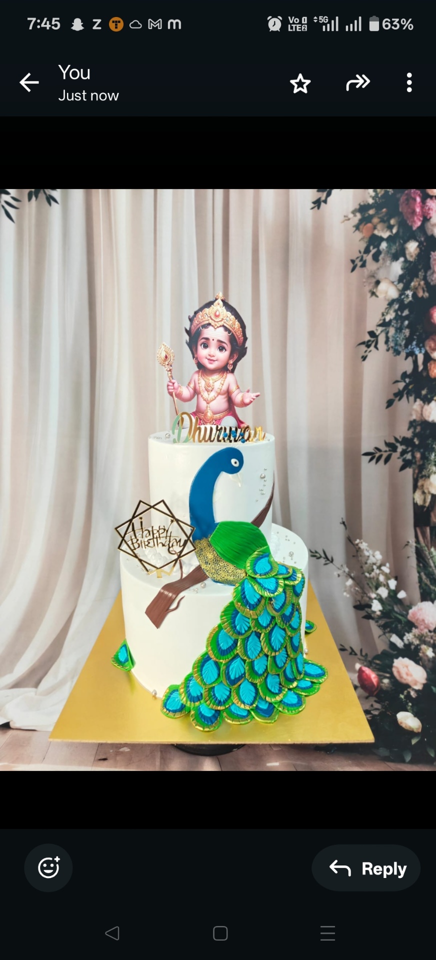 Murugan Peacock Tail Birthday Cake