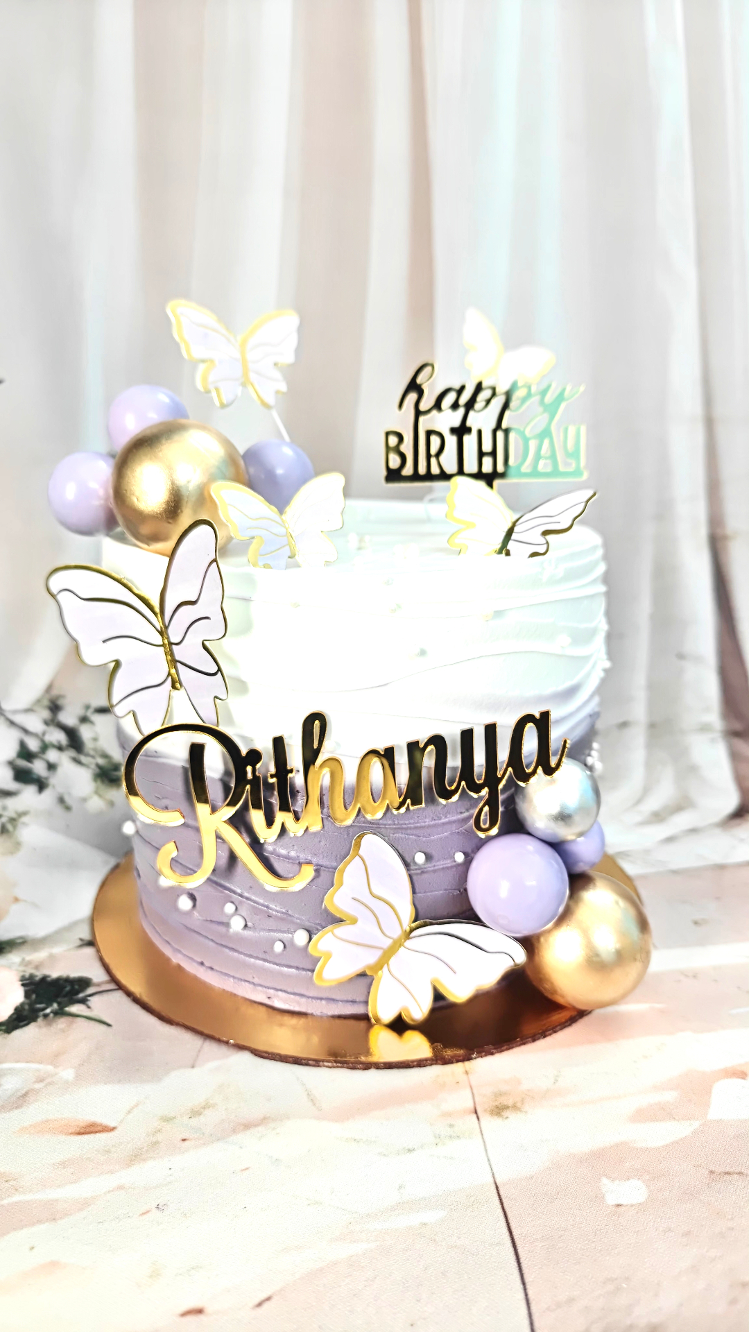 Purple White Butterfly Budget Cake
